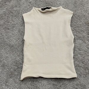 Zara Cream Mockneck Sleeveless Top